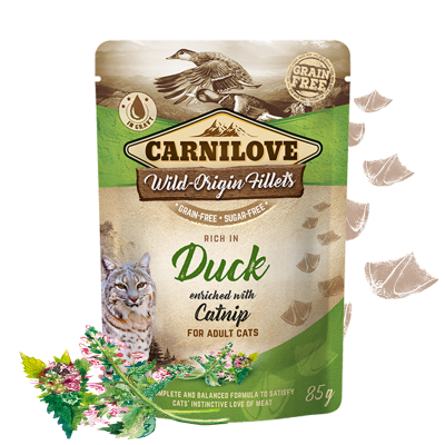 Carnilove cat pouch rich in Duck enriched with Catnip 85 g