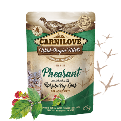 Canilove cat pouch rich in Pheasant enriched with Raspberry Leaves 85 g