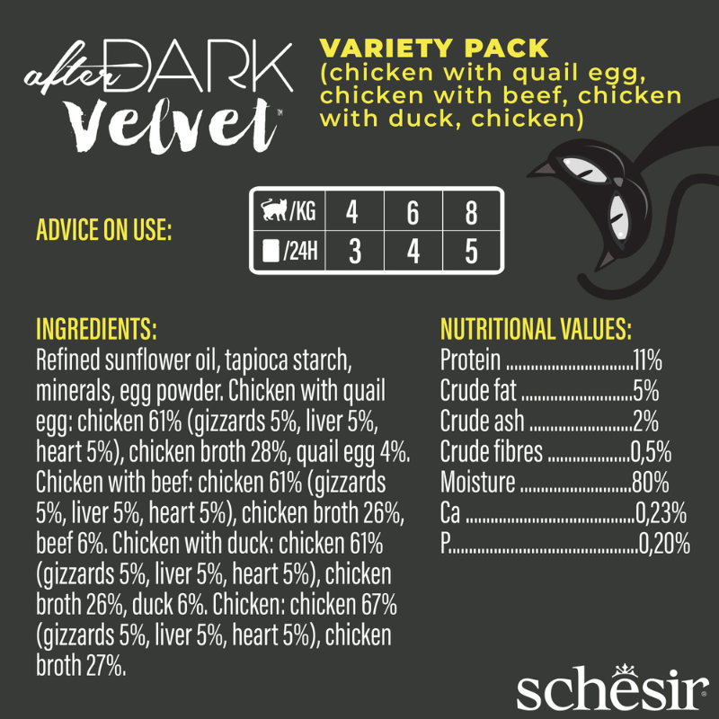 Schesir After Dark Velvet Mousse In Broth Variety Pack For Cats (12x80g)