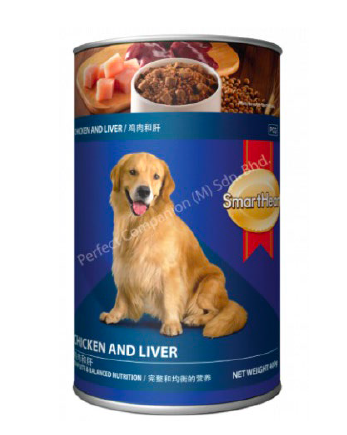 smart heart can dog food- chicken & liver 400g