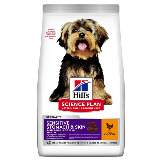 Hill's Science Plan Sensitive Stomach & Skin Small & Mini Adult Dog Food with Chicken -  1.5kg