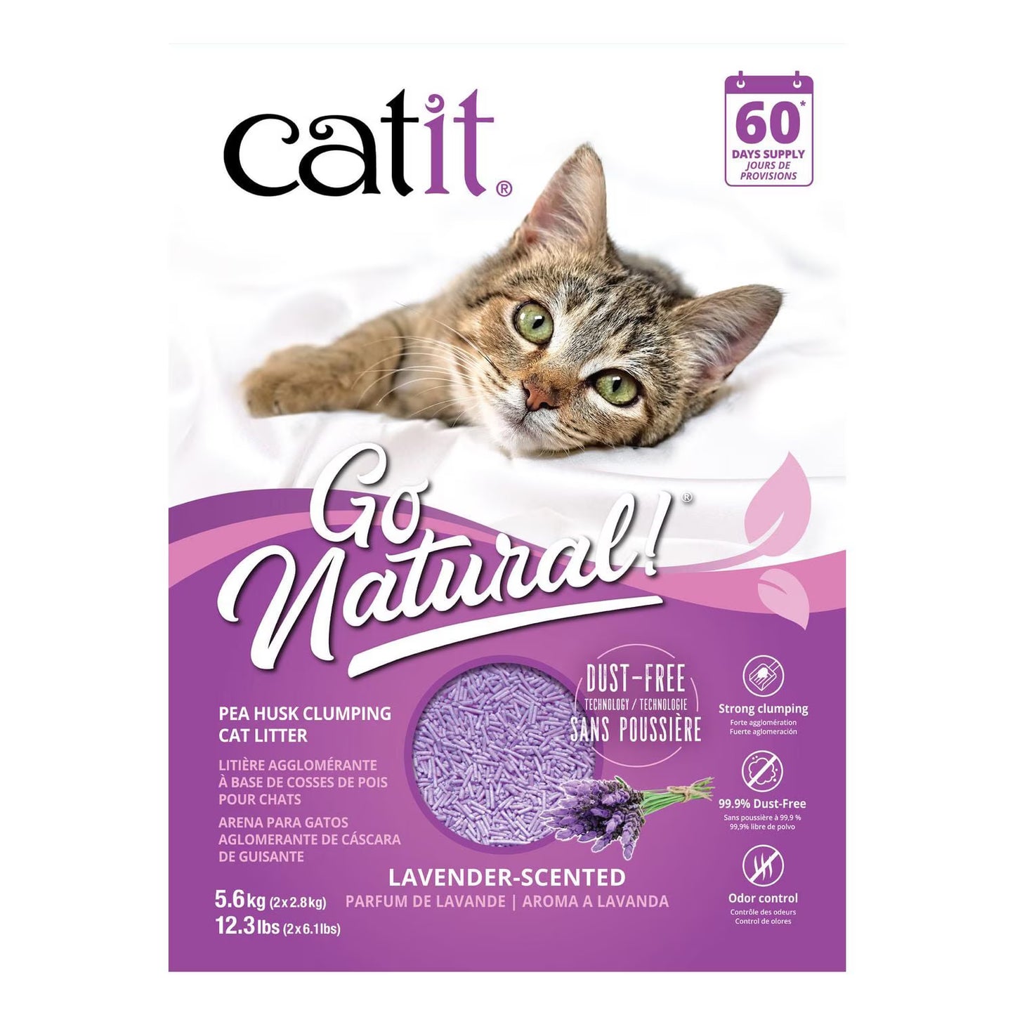 Catit Go Natural Pea Husk Clumping Cat Litter - Lavender Scent