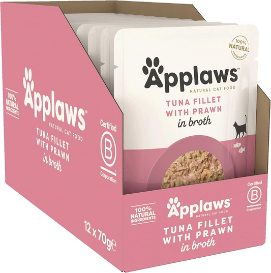 Applaws Tuna fillet with Prawn in Broth Wet Cat Food 70g Pouch