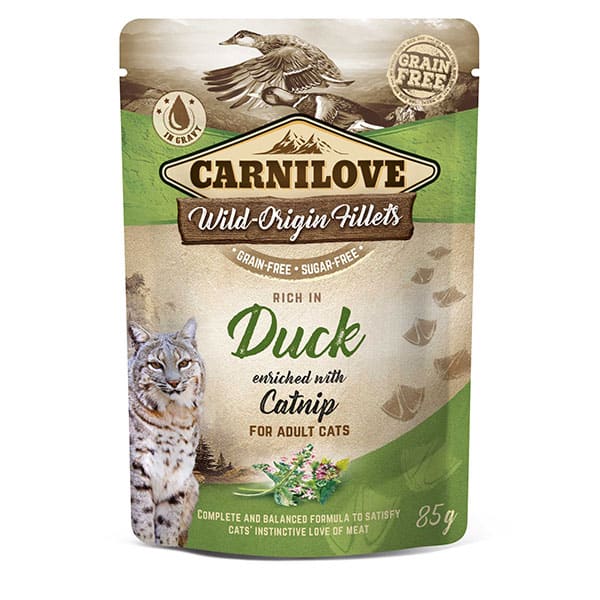 Carnilove cat pouch rich in Duck enriched with Catnip 85 g