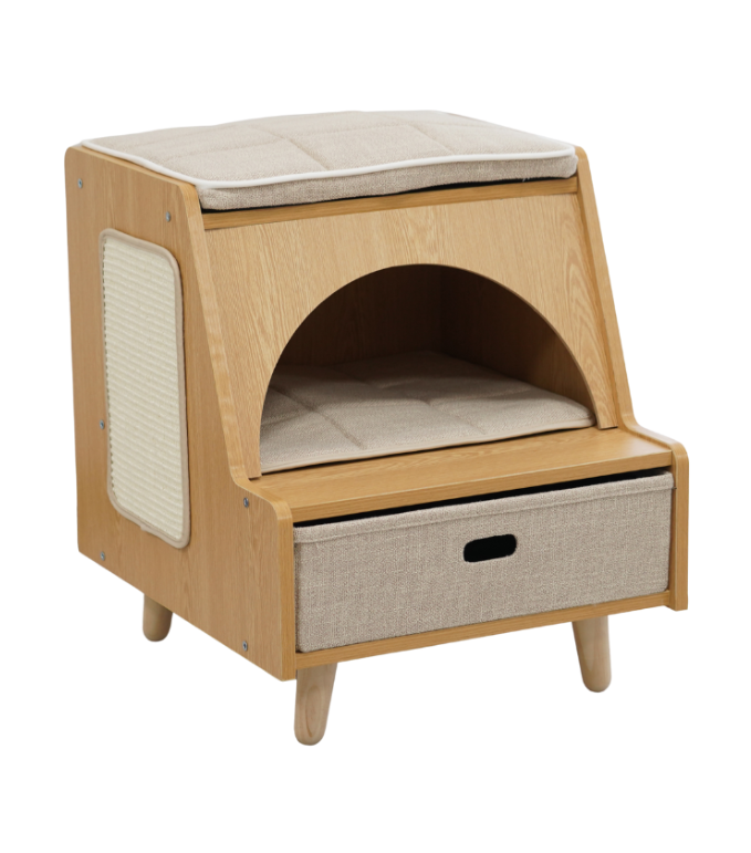 Catry Bedside Box Cat House with Scratcher [45x50x53.5cm]