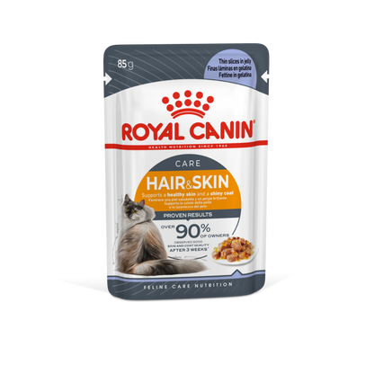 Royal Canin Feline Care Nutrition  Hair & Skin Jelly - 12 Wet Food Pouches (Near Expiry)