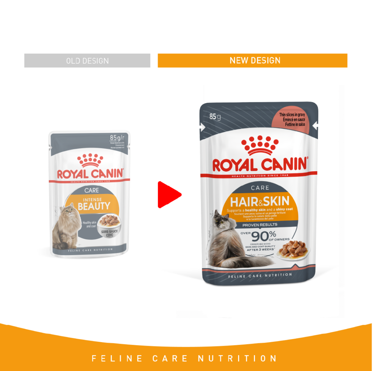 Royal Canin Feline Care Nutrition Hair & Skin Gravy (Intense Beauty) - 12 Wet Food Pouches