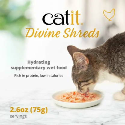 Catit Divine Shreds, Chicken with Liver & Broccoli - 75g (Box of 18)