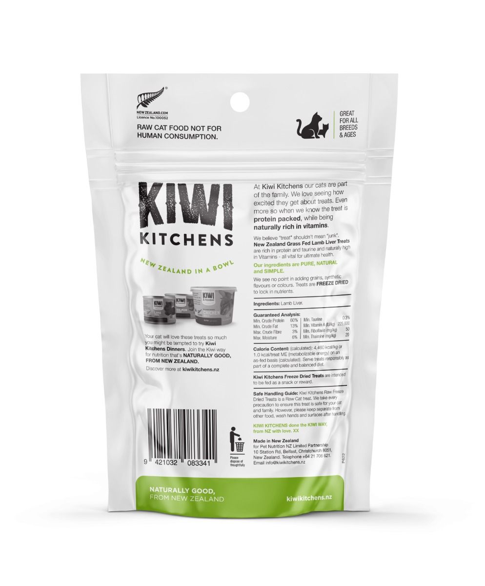 Kiwi Kitchens Raw Freeze Dried Lamb Liver Cat Treats 30g