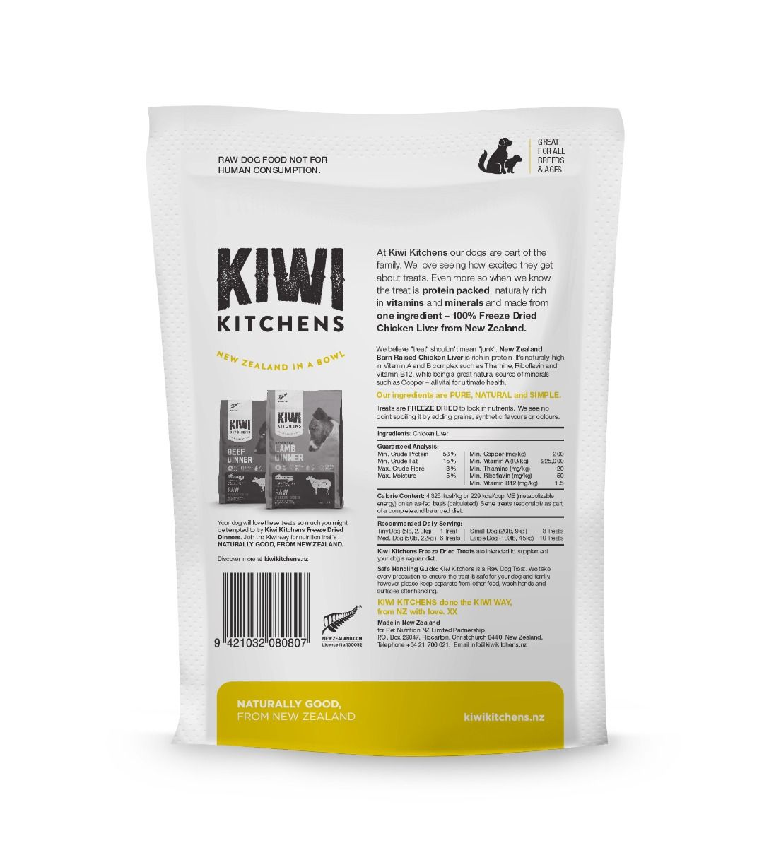 Kiwi Kitchens Raw Freeze Dried Chicken Liver Dog Treat