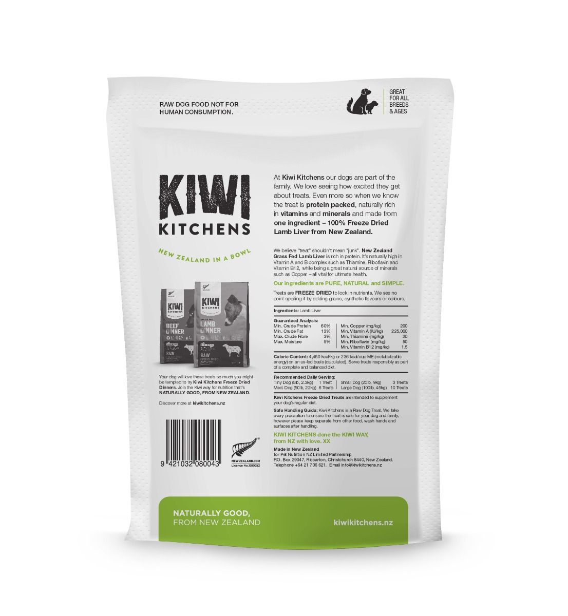 Kiwi Kitchens Raw Freeze Dried Lamb Liver Dog Treats