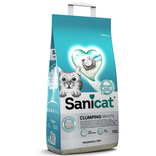 Sanicat Clumping White Unscented - 8L