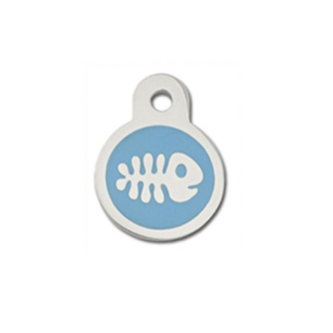 Hillman ID Tag- Circle Small Blue Epoxy Fish