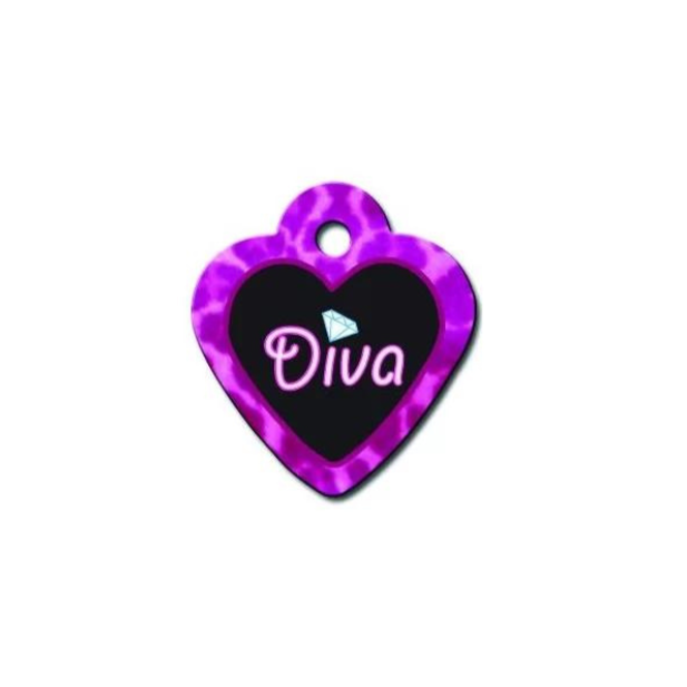 Hillman ID Tag - Heart Small Diva Black/Pink