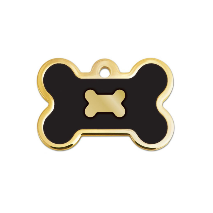 Hillman ID Tag - Bone Epoxy Gold/Black