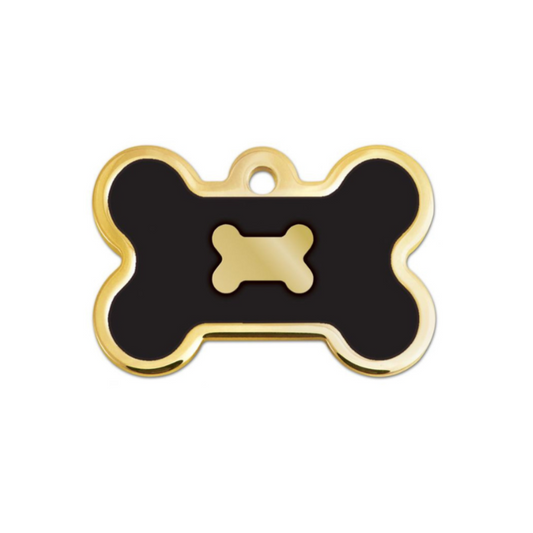 Hillman ID Tag - Bone Epoxy Gold/Black