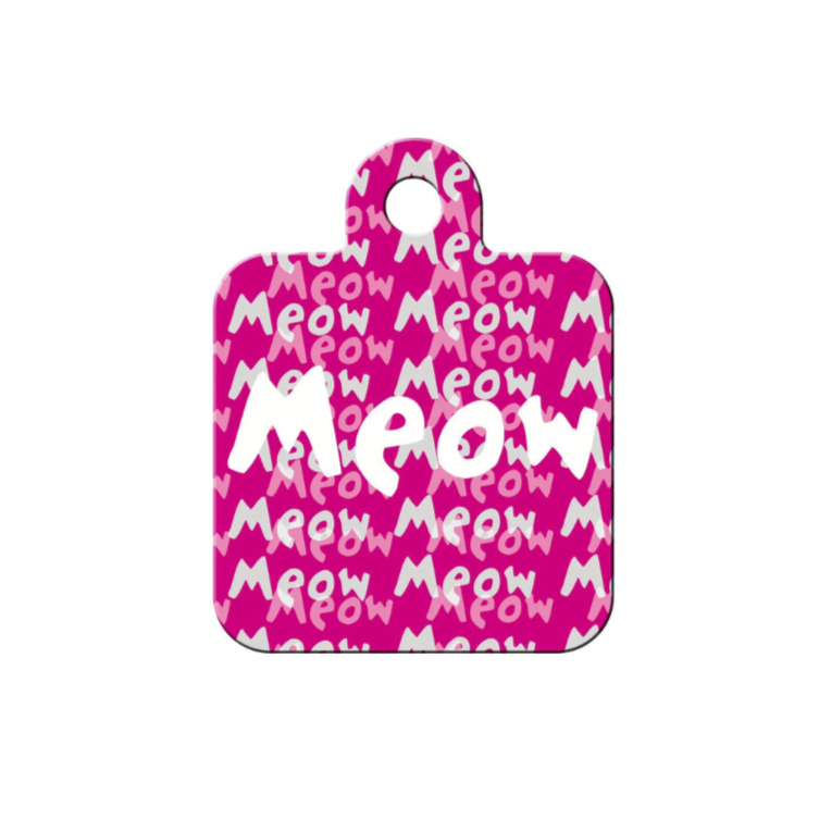 Hillman ID Tag - Meow Pink Small Square
