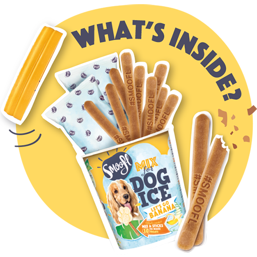 Smoofl Banana Mix for Dog Ice with 10pcs Chew Sticks - 105G