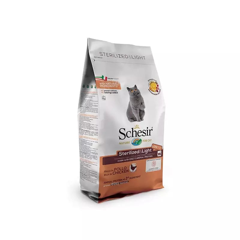 Schesir Sterilized & Light Adult Cat Chicken Dry Food - 10kg