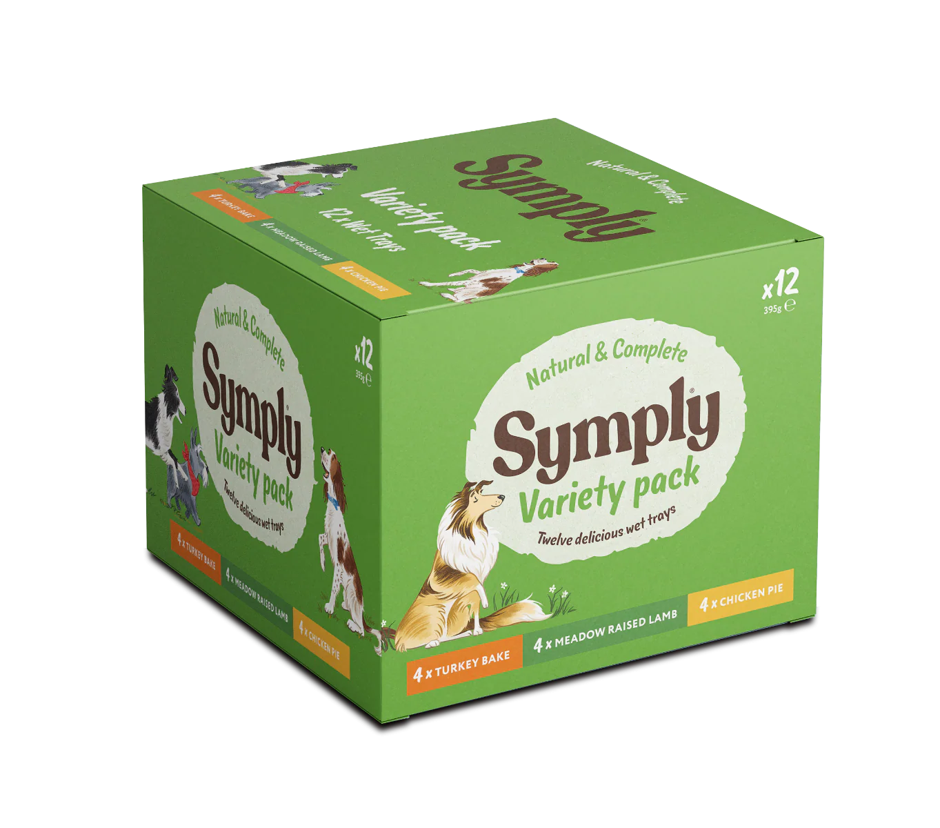 Symply Turkey Bake, Meadow Raised Lamb, Chicken Pie Variety Pack Wet Dog Food 12 x 395g