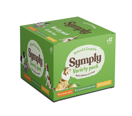 Symply Turkey Bake, Meadow Raised Lamb, Chicken Pie Variety Pack Wet Dog Food 12 x 395g