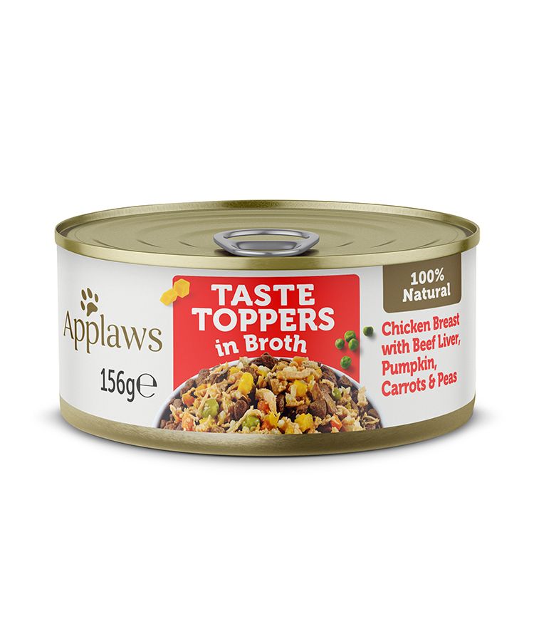 Applaws Taste Toppers in Broth Chicken with Beef Wet Dog Food-156g Tin