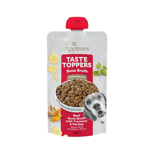 Applaws Taste Toppers Beef Bone Broth with Turmeric & Parsley Wet Dog Food Pouch 200g