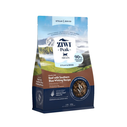 ZIWI Peak Steam & Dried Grass-Fed Beef with Southern Blue Whiting Recipe Dry Cat Food 2.2kgs